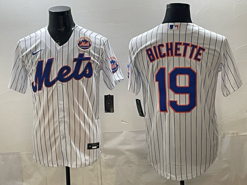 Men MLB New York Mets #19 Bo Bichette white Nike jersey 001->new york mets->MLB Jersey